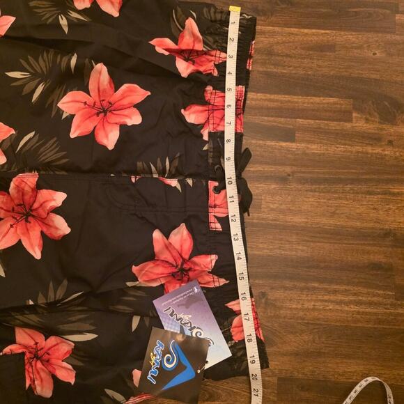 Kanu Surf Swim Trunks Mens 3X Big Tall Black Pink Floral Board Shorts NWT - Picture 4 of 7